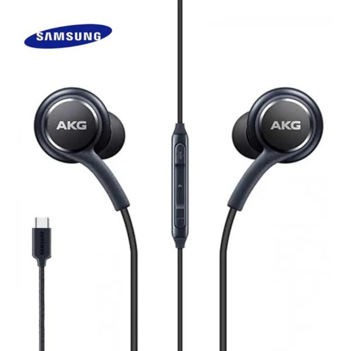 SAMSUNG AKG Earbuds Type C in-Ear Earbud Headphones with Remote & Mic - Braided - Includes Velvet Pouch - Black